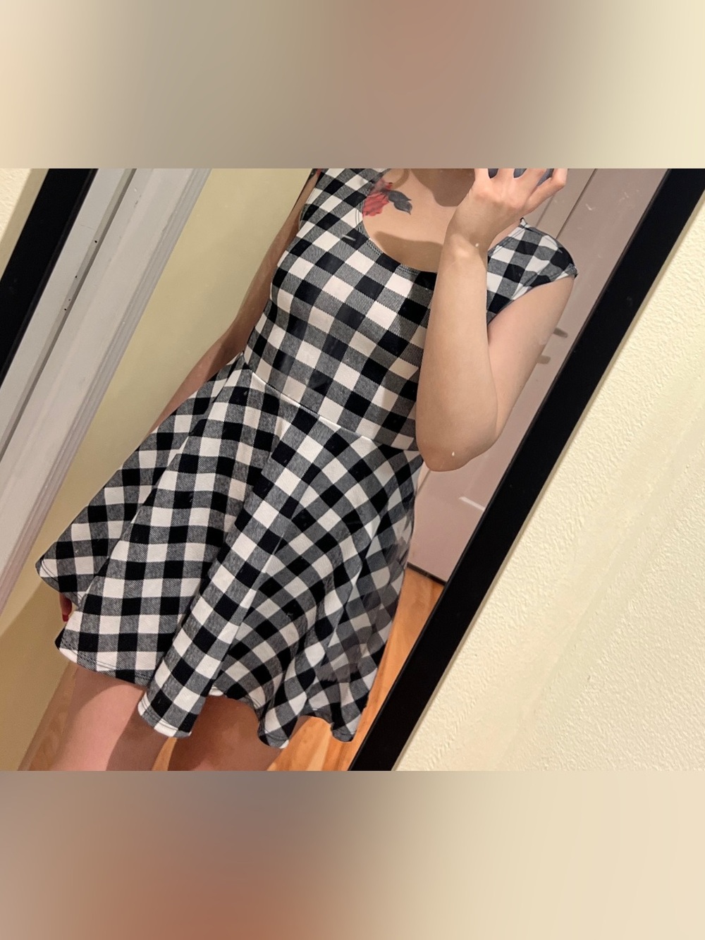 Rebel Sugar Black And White Shepherd Check Mini Dress Women’s Size Medium Preppy